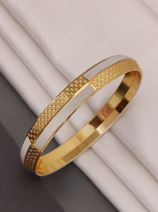 Two-Tone Silver & Golden Brass Kada for Men - DNO. GK - 020