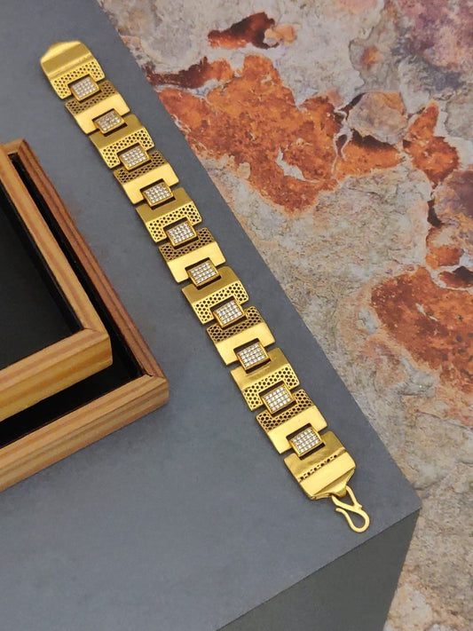 Brass Direct Gold A.D. Stone Designer Gents Bracelet