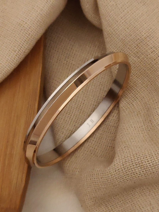 Rose Gold & Silver Dual-Tone JH Gents Kada