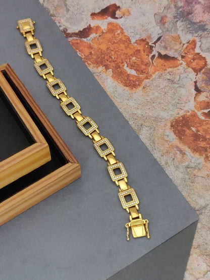 Square Link Gold-Plated Brass Bracelet for Men