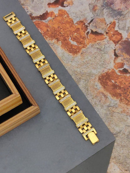 Gold-Toned Geometric Brass Bracelet for Men