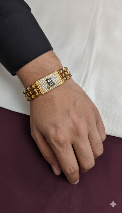 Sacred Lord Shiva Linga  Gold & Black Bead  Bracelet