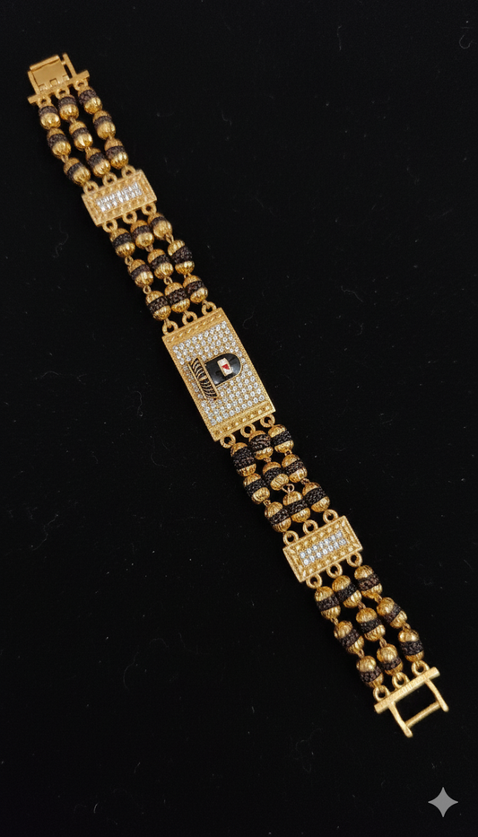 Sacred Lord Shiva Linga  Gold & Black Bead  Bracelet