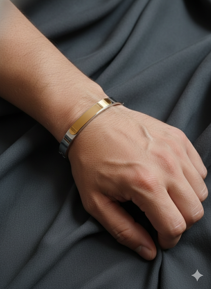 The Horizon Two-Tone Cuff – Silver & Gold Dual-Finish Bracelet
