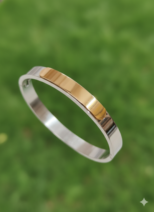 The Horizon Two-Tone Cuff – Silver & Gold Dual-Finish Bracelet