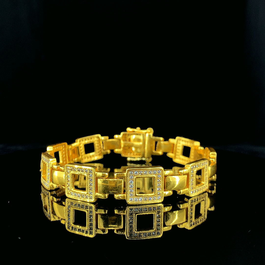 Square Link Gold-Plated Brass Bracelet for Men