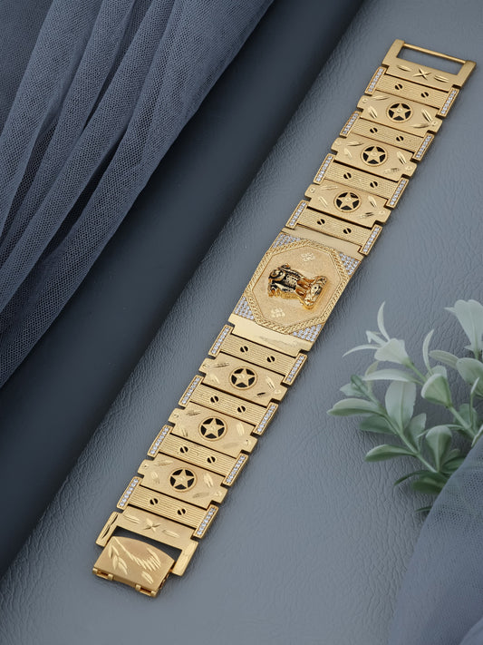 Brass Direct Gold A.D. Stone Designer Gents Bracelet