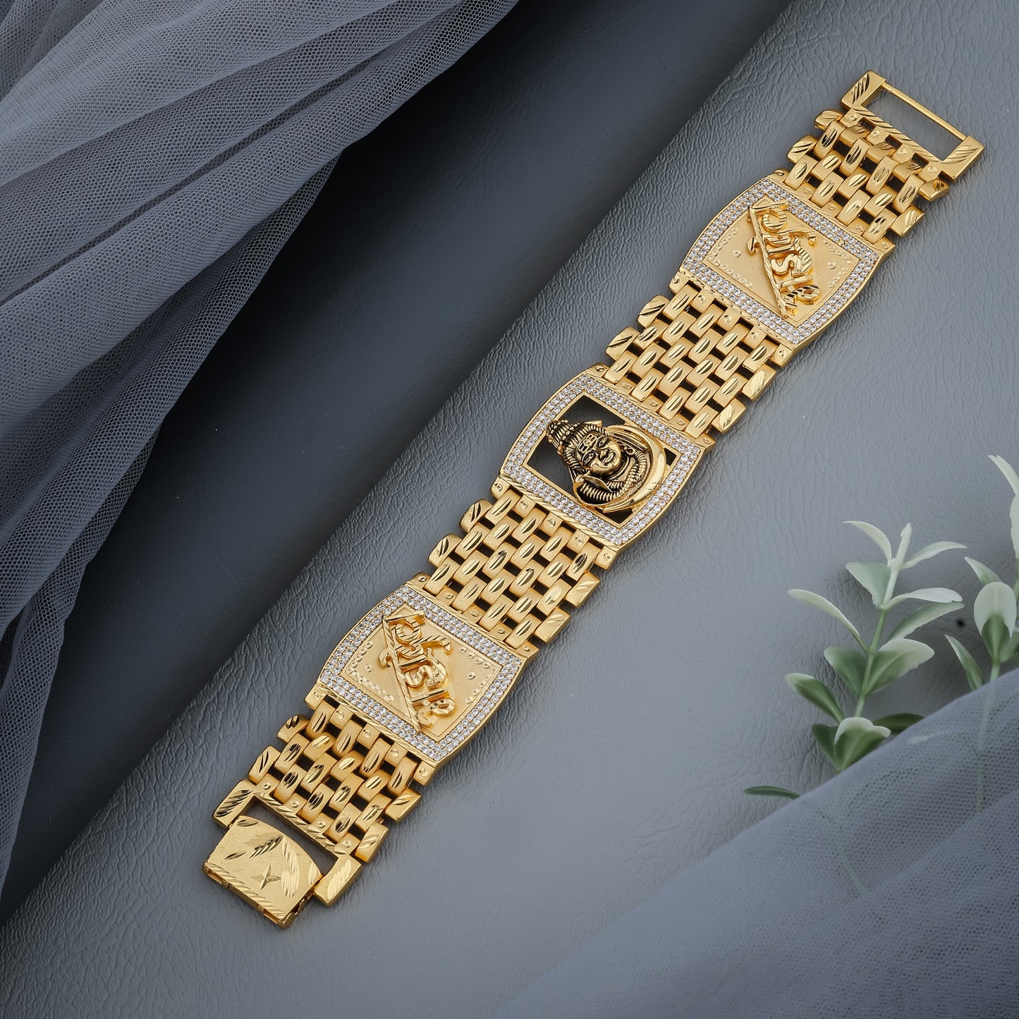 Divine Mahadev Warrior Gold Plated Bracelet – Mahadev Strength in Gold"