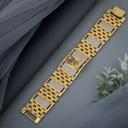 Royal Tiger Ashok Stambh Gold Plated  Bracelet – Bold Power & Precision"