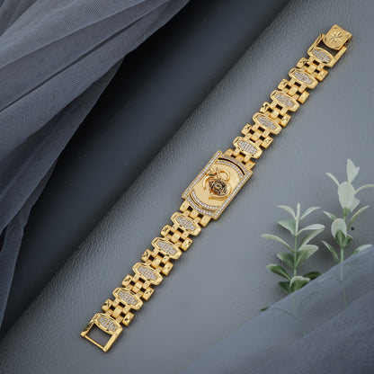 Majestic Stallion – Gold Plated Mahadev and om Symbol Bracelet"