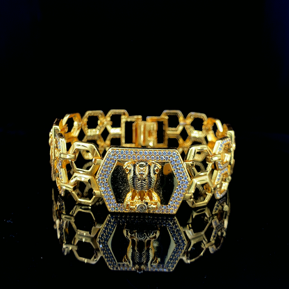 Divine Harmony – Om & Ashok Stambh Gold Plated Bracelet"