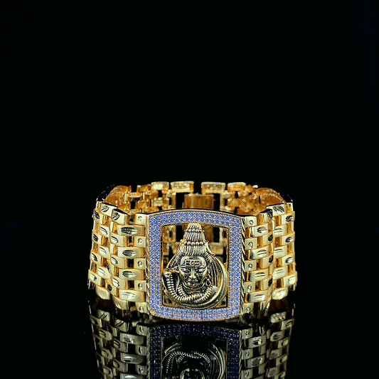 Divine Mahadev Warrior Gold Plated Bracelet – Mahadev Strength in Gold"