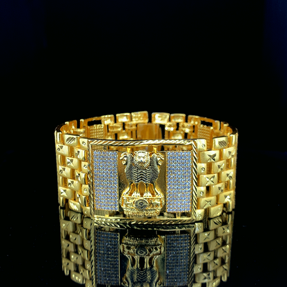 Royal Tiger Ashok Stambh Gold Plated  Bracelet – Bold Power & Precision"