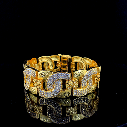 Signature Cartier Gold Plated Bracelet – Diamond-Cut Brilliance"