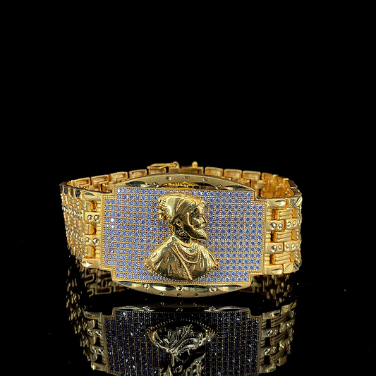 Elegant Panther Motif Gold Plated Bracelet with Diamond Mesh Centerpiece – Bold & Refined"