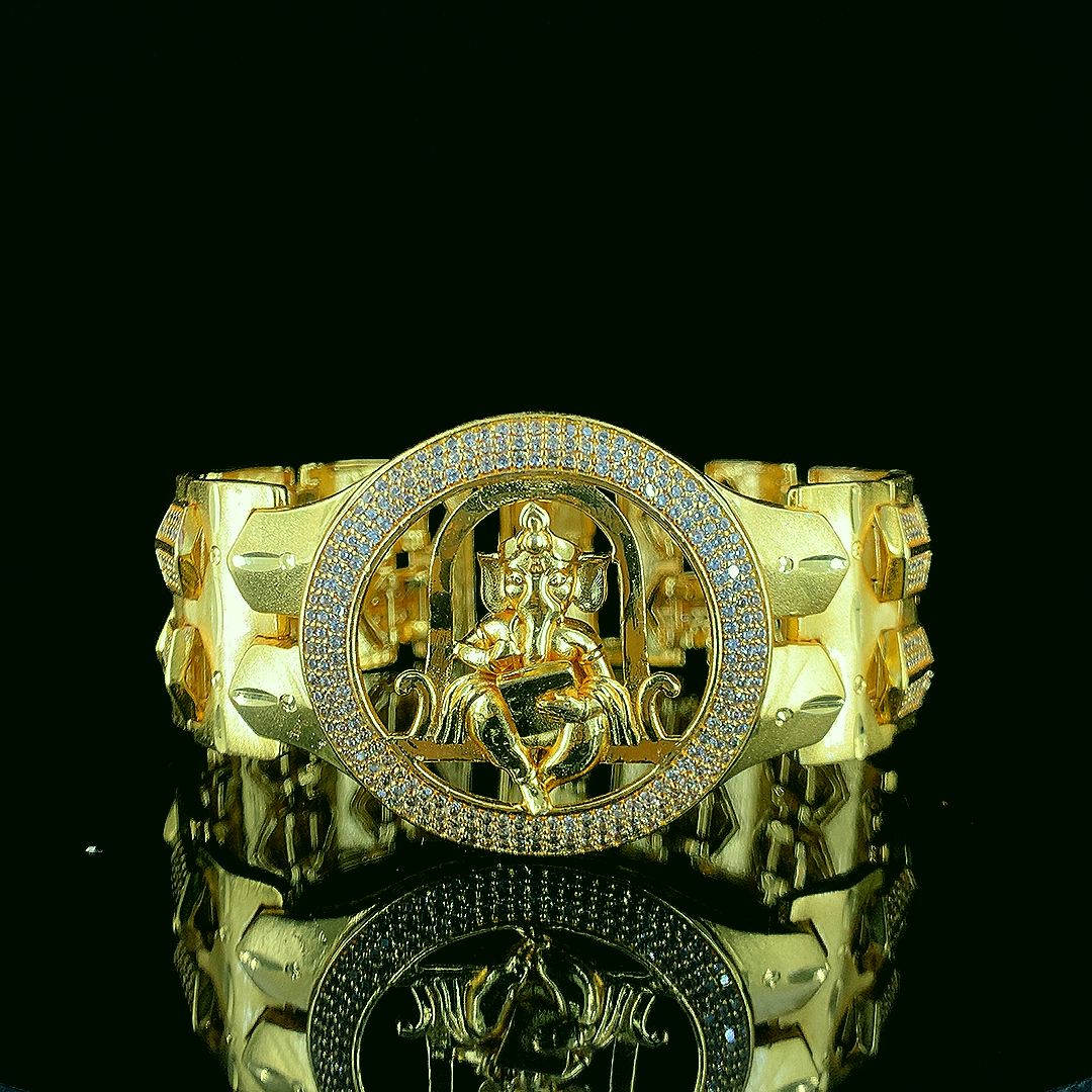 Majestic Ganesha-Inspired Gold Plated Bracelet