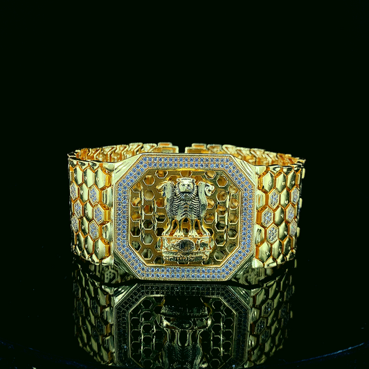 Majestic Gold-Plated Bracelet with Ashok Stambh