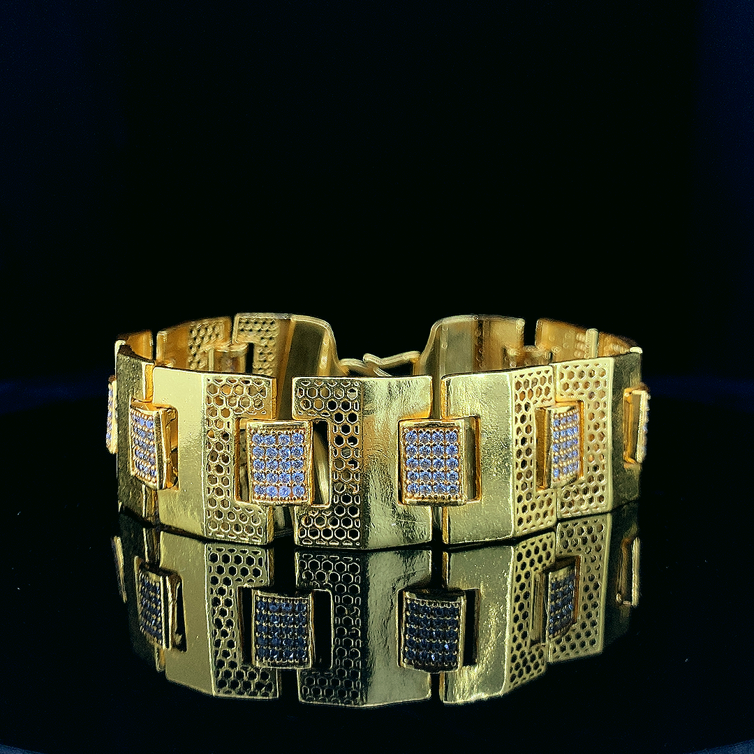 Brass Direct Gold A.D. Stone Designer Gents Bracelet