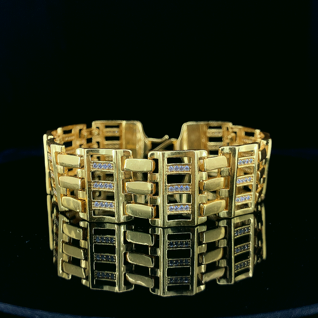 Brass Gold Square Link Gents Bracelet