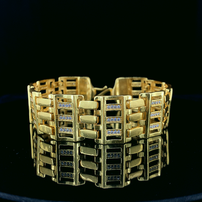 Gold-Plated Bracelet with Textured Links