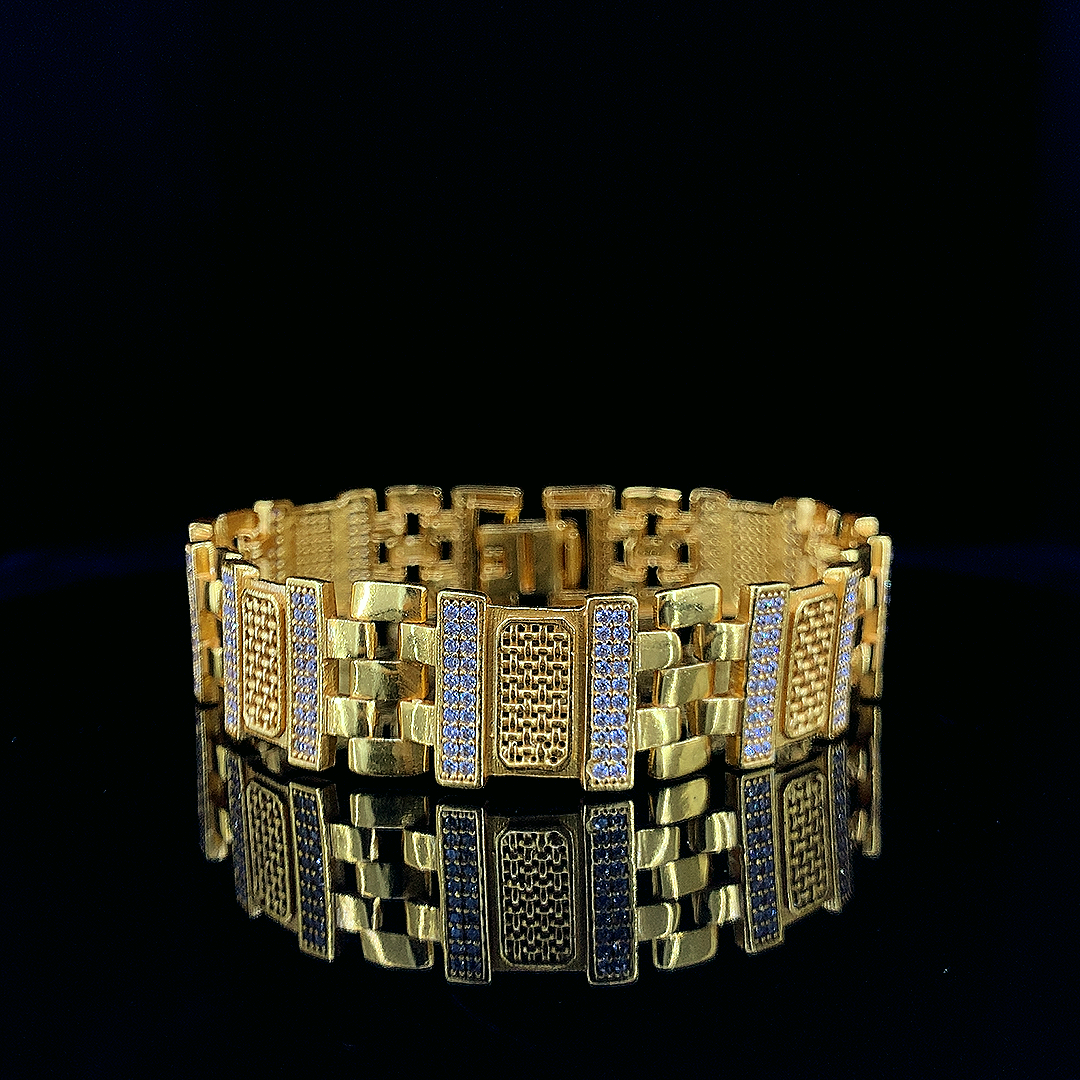 Gold-Toned Geometric Brass Bracelet for Men