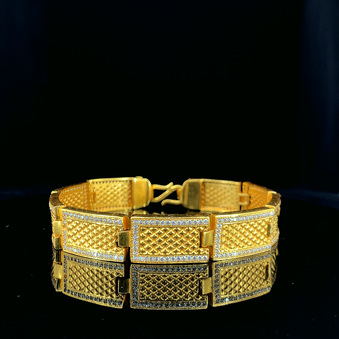 Brass Direct Gold A.D. Stone Designer Gents Bracelet