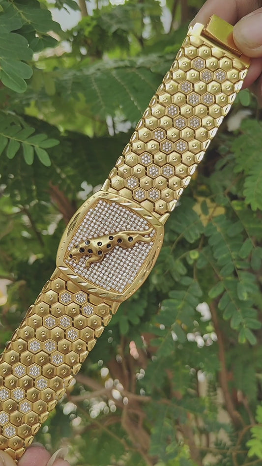 Golden Panther gold Plated Honeycomb Bracelet"