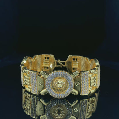 Majestic Lion Head Gold Plated Bracelet For Men