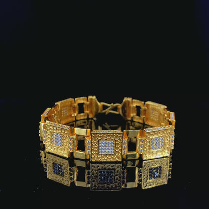 Brass Direct Gold A.D. Stone Gents Bracelet – Square Layered Elegance
