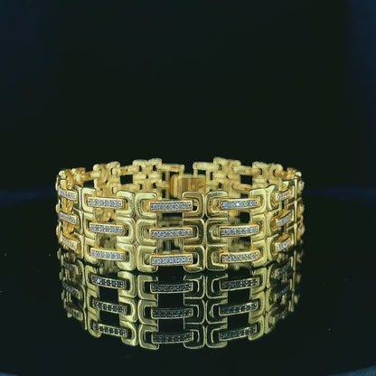 Gold-Plated Brass Designer Gents Bracelet with A.D Stones