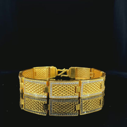 Brass Direct Gold A.D. Stone Designer Gents Bracelet