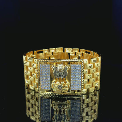 Royal Tiger Ashok Stambh Gold Plated  Bracelet – Bold Power & Precision"