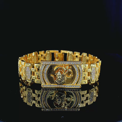 Majestic Stallion – Gold Plated Mahadev and om Symbol Bracelet"