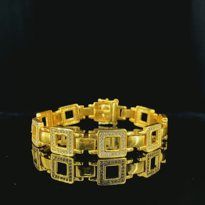 Square Link Gold-Plated Brass Bracelet for Men