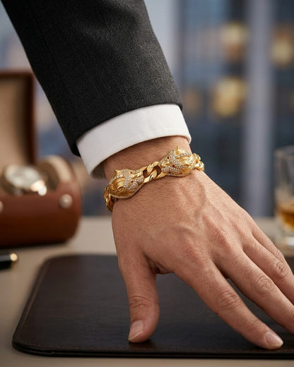 Two Lion Diamond plated bracelet