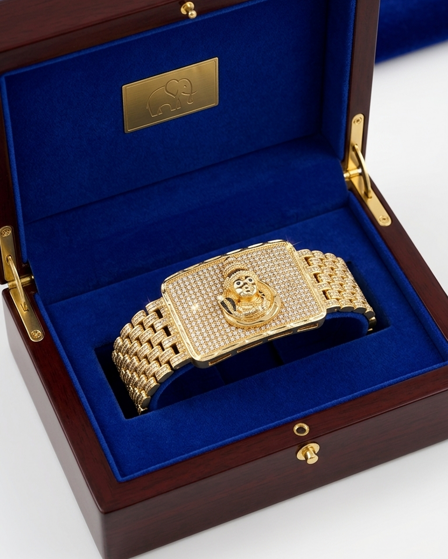 Majestic Mahadev Face Gold Plated Bracelet with Textured Brecelet For Men