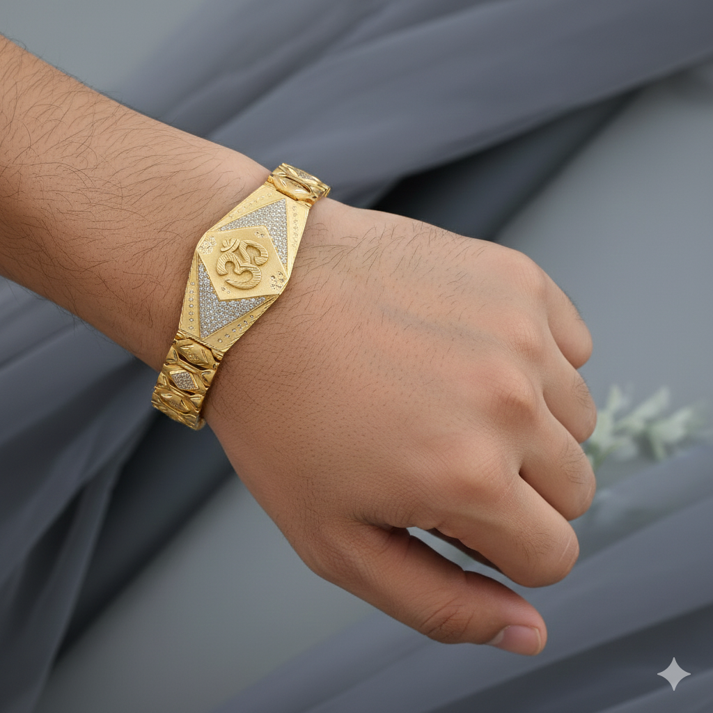 Om Radiance – The Divine Touch in Gold Plated Brecelet For Men