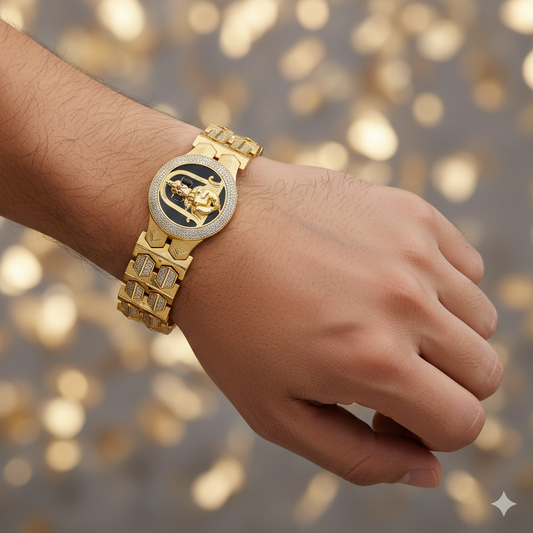 Majestic Ganesha-Inspired Gold Plated Bracelet