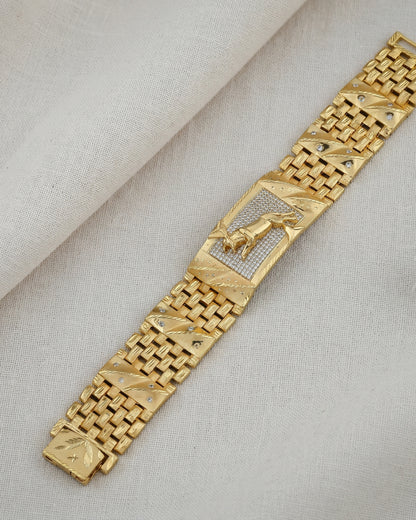 Luxury Gold Link Gold Plated Bracelet with Leopard Design"