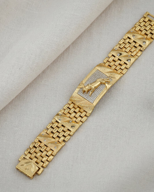 Luxury Gold Link Gold Plated Bracelet with Leopard Design"
