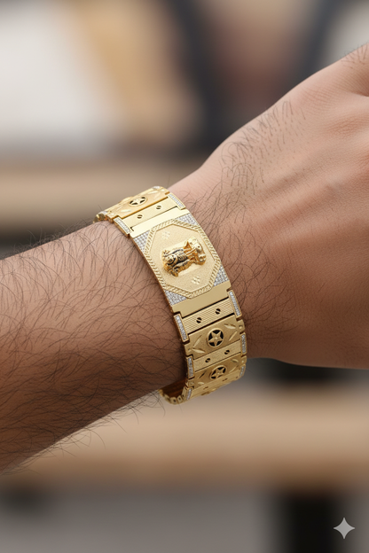 Brass Direct Gold A.D. Stone Designer Gents Bracelet