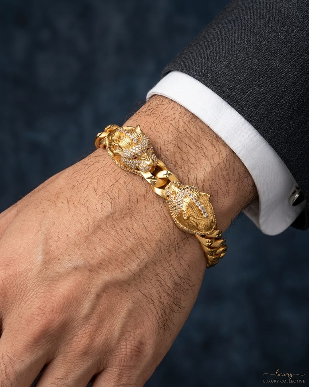 Two Lion Diamond plated bracelet