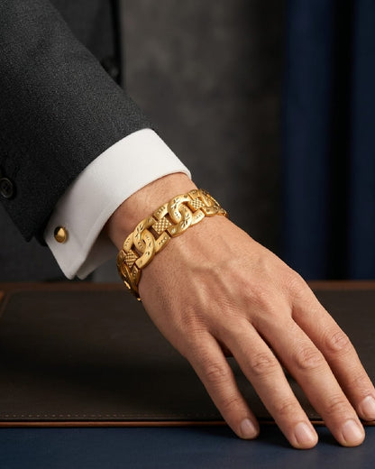 Signature Cartier Gold Plated Bracelet -plane-cut Brilliance