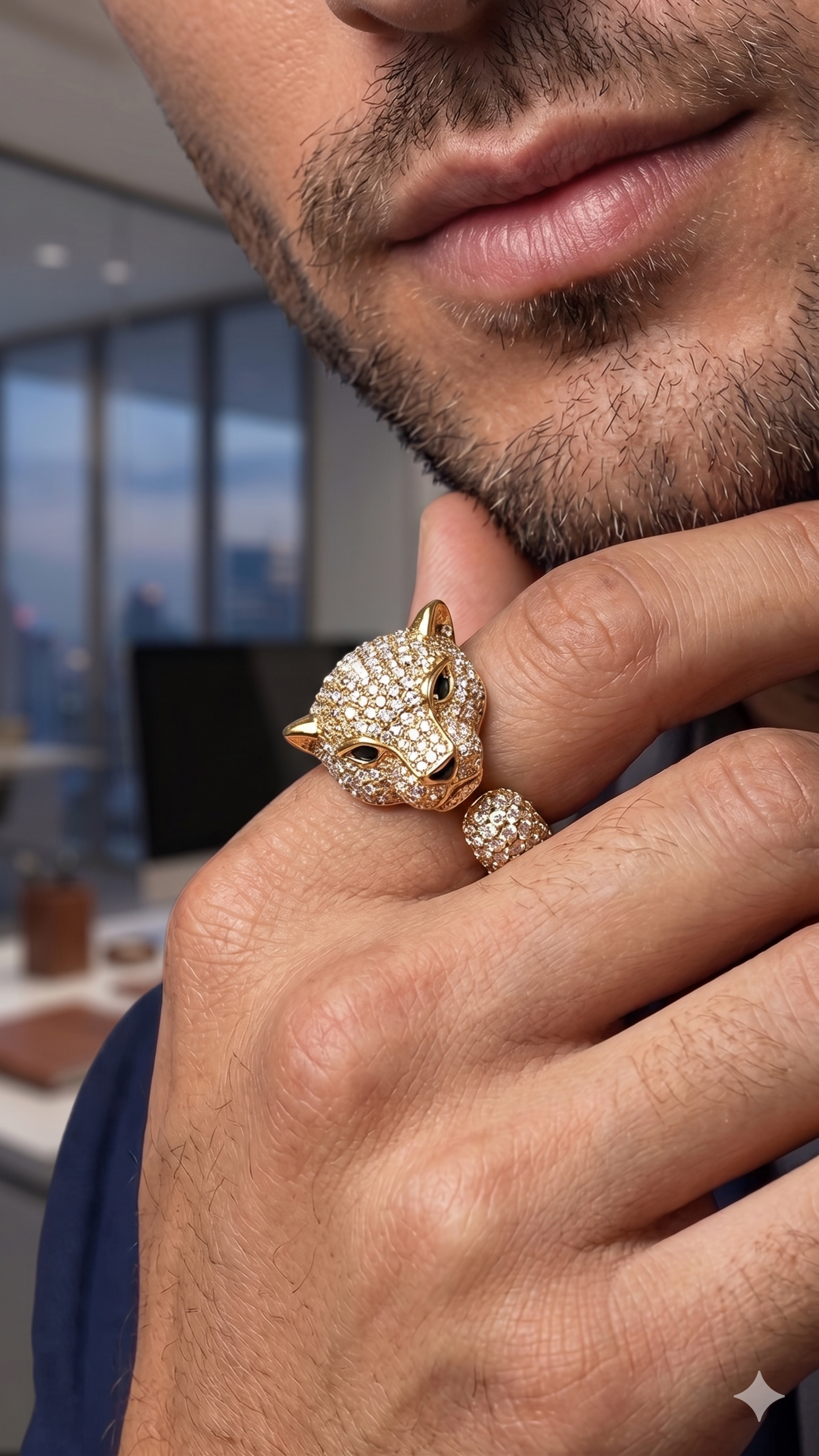 Mens jaguar gold plated fingure ring
