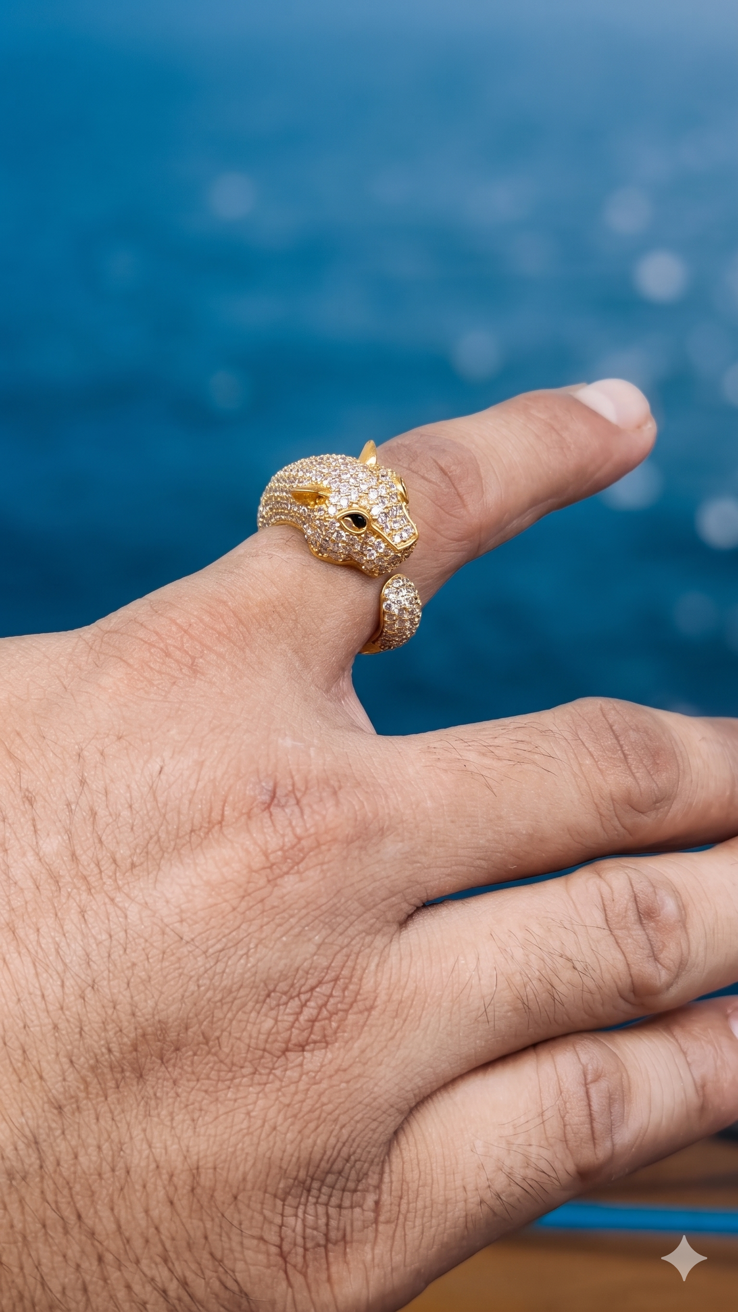 Mens jaguar gold plated fingure ring