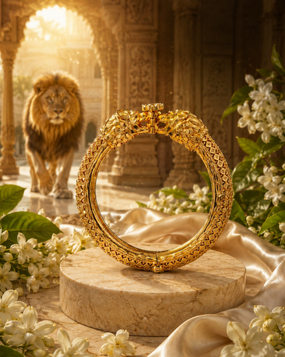 Twin Lion Head Gold Bracelet: A simple, direct title for retail or cataloging