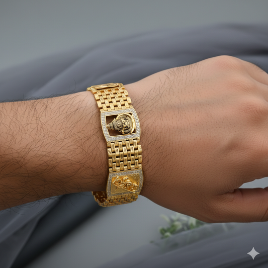 Divine Mahadev Warrior Gold Plated Bracelet – Mahadev Strength in Gold"