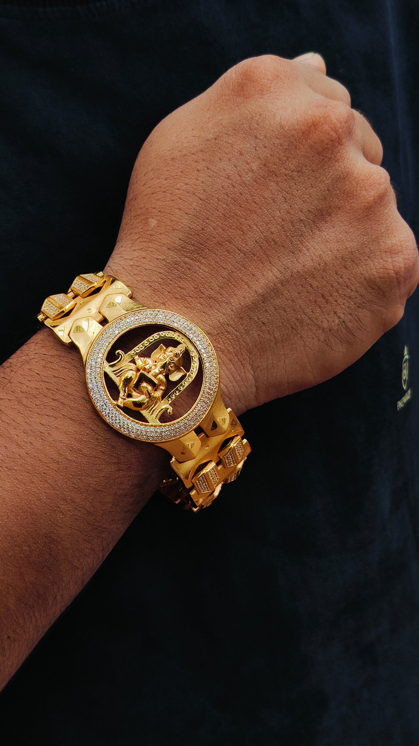 Majestic Ganesha-Inspired Gold Plated Bracelet