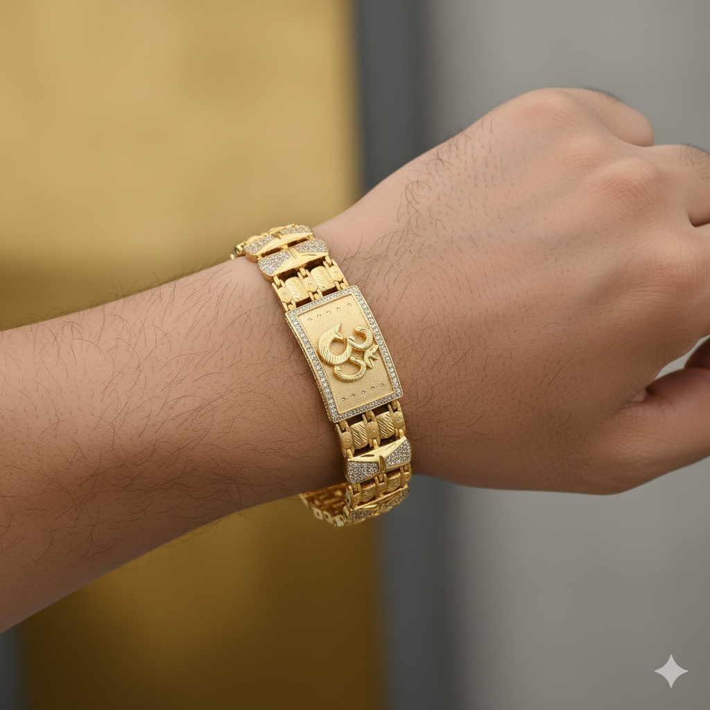 Magnificant And Attractive Om Logo Design Bracelet For Men's
