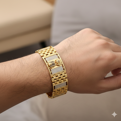 Royal Tiger Ashok Stambh Gold Plated  Bracelet – Bold Power & Precision"